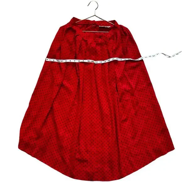 Vintage JG Hook Red Polka Dot Pleated Midi Skirt - Size 10 - Picture 5 of 7